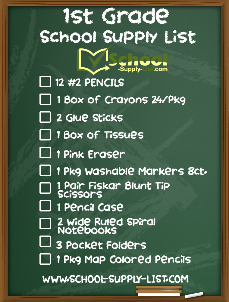 Back to School 1st Grade School Supply List 20232024 www.school