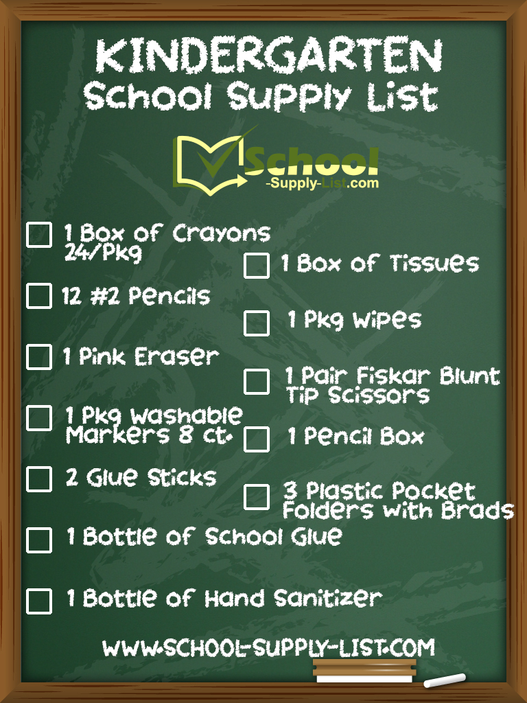 20232024 Kindergarten School Supply List
