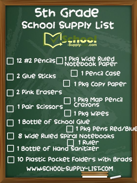 5th Grade School Supplies List 2023 School Supply List Resources