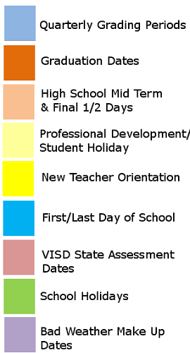 District School Academic Calendar Legend for Martin De Leon Elementary