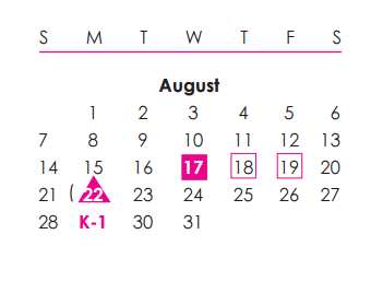 District School Academic Calendar for Klatt Elementary for August 2016
