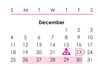 District School Academic Calendar for Klatt Elementary for December 2016