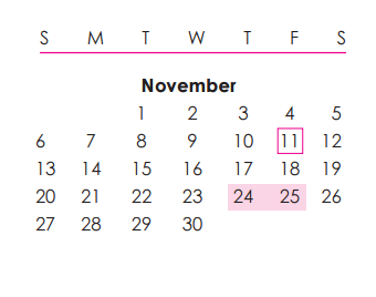District School Academic Calendar for Klatt Elementary for November 2016