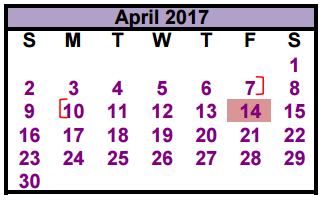 District School Academic Calendar for Montgomery Junior High for April 2017