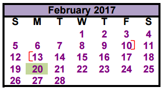 District School Academic Calendar for Montgomery Junior High for February 2017