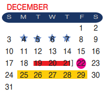 District School Academic Calendar for Nixon High School for December 2017