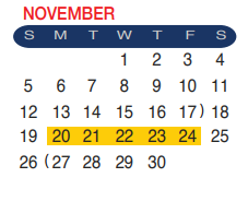 District School Academic Calendar for Nixon High School for November 2017