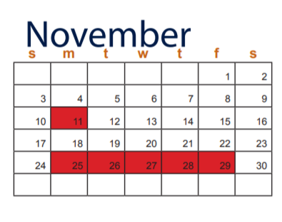 District School Academic Calendar for Reeces Creek Elementary for November 2019