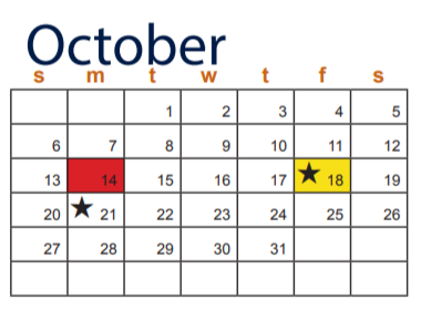 District School Academic Calendar for Reeces Creek Elementary for October 2019