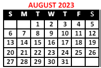 District School Academic Calendar for Montessori School for August 2023