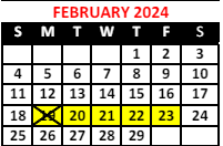 District School Academic Calendar for Montessori School for February 2024