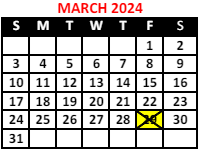 District School Academic Calendar for Montessori School for March 2024