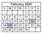 District School Academic Calendar for Barbara F Schreiber Elementary School for February 2024