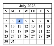 District School Academic Calendar for Barbara F Schreiber Elementary School for July 2023