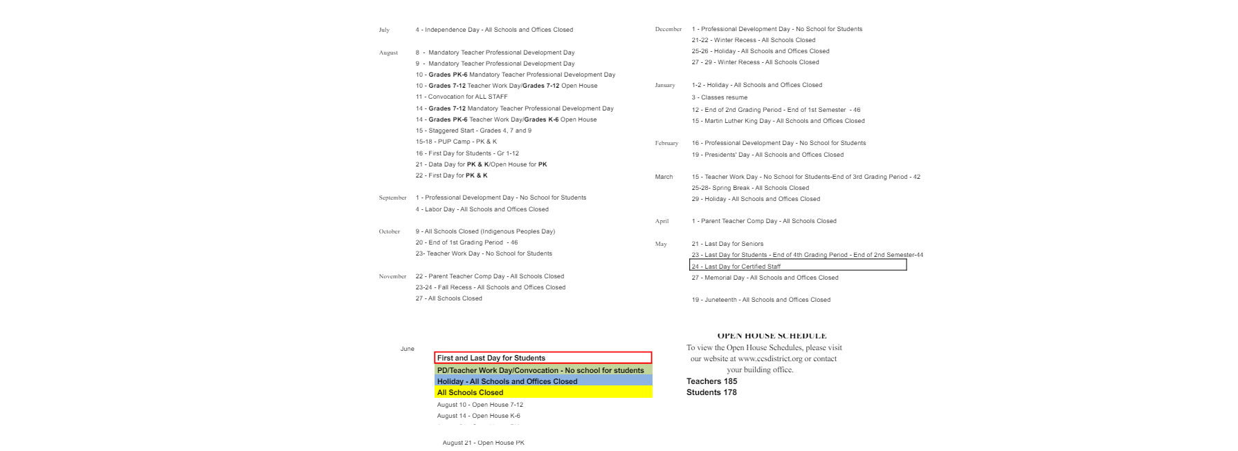 District School Academic Calendar Key for Youtz Elementary School