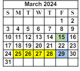 District School Academic Calendar for Barbara F Schreiber Elementary School for March 2024