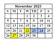 District School Academic Calendar for Washington Early Childhood Center for November 2023