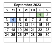 District School Academic Calendar for Summit Elementary School for September 2023