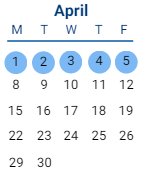 District School Academic Calendar for Oscar Smith Middle for April 2024