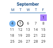 District School Academic Calendar for Deep Creek High for September 2023