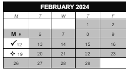 District School Academic Calendar for College Hill Elementary School for February 2024