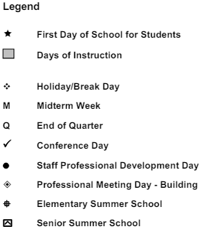 District School Academic Calendar Legend for Pleasant Hill Elementary School