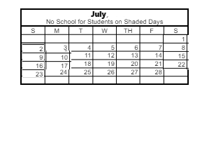 District School Academic Calendar for J. T. Mcwilliams Elementary School for July 2023