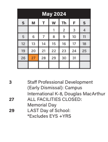 District School Academic Calendar for Willow Elementary School for May 2024