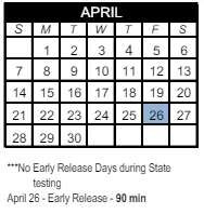 District School Academic Calendar for Deer Valley High School for April 2024