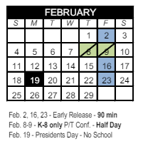 District School Academic Calendar for Bellair Elementary School for February 2024