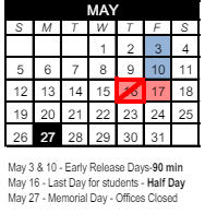 District School Academic Calendar for Mountain Ridge High School for May 2024