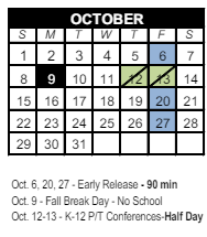 District School Academic Calendar for Mountain Ridge High School for October 2023