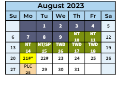 District School Academic Calendar for Trailblazer Elementary School for August 2023