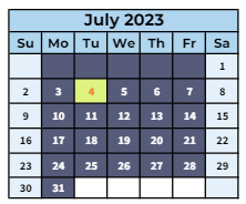 District School Academic Calendar for Trailblazer Elementary School for July 2023