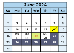 District School Academic Calendar for Trailblazer Elementary School for June 2024