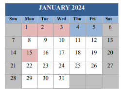 District School Academic Calendar for Myrtle Grove Elementary School for January 2024