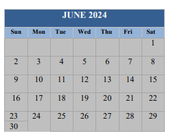 District School Academic Calendar for Pace Program for June 2024