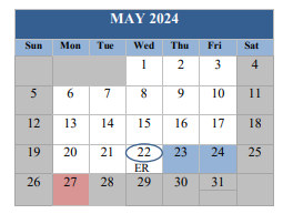 District School Academic Calendar for George S. Hallmark Elementary for May 2024