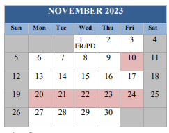 District School Academic Calendar for Escambia River Outward Bound for November 2023