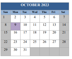 District School Academic Calendar for Pace Program for October 2023