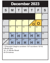 District School Academic Calendar for Westlawn ELEM. for December 2023