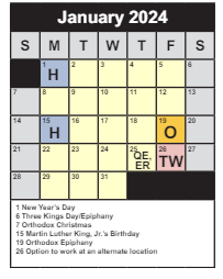 District School Academic Calendar for Longfellow Middle for January 2024