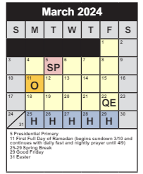 District School Academic Calendar for Belle View Elementary for March 2024