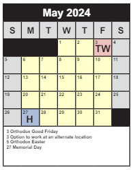 District School Academic Calendar for Columbia Elementary for May 2024