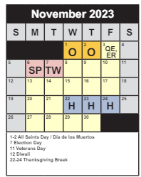 District School Academic Calendar for Madison High for November 2023