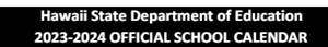 Monthly Academic School District Calendar for Kaimuki High School for January 2024