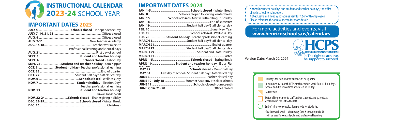 District School Academic Calendar Key for Hermitage Technical Center