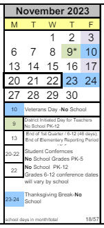 District School Academic Calendar for Mount Rainier High School for November 2023