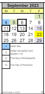 District School Academic Calendar for Chinook Middle School for September 2023