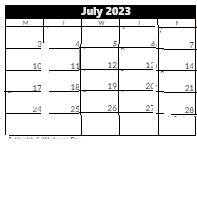 District School Academic Calendar for Oakdale School for July 2023